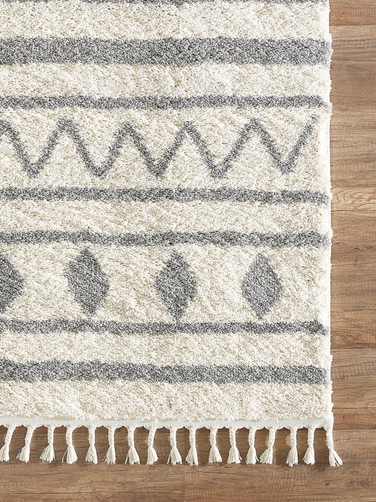 Abani Willow WIL120A Moroccan Tribal Ivory and Grey Area Rug