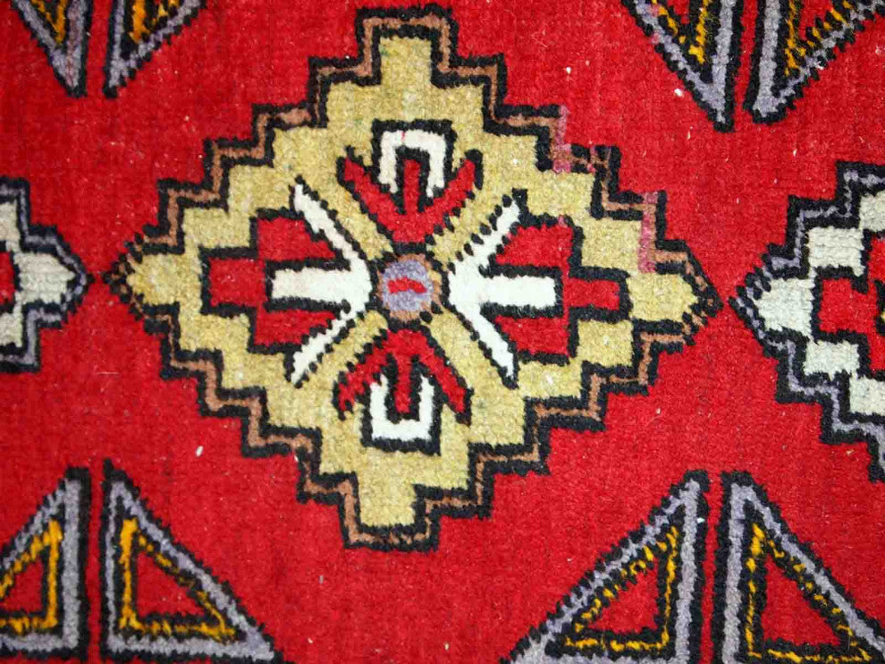 Handmade vintage Turkish Yastik rug 1.6' x 3.5' (48cm x 107cm) 1950s
