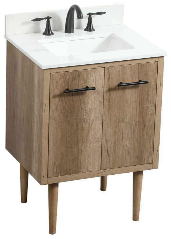 Home Living 19" Midcentury Modern Natural Oak-Light Bathroom Vanity