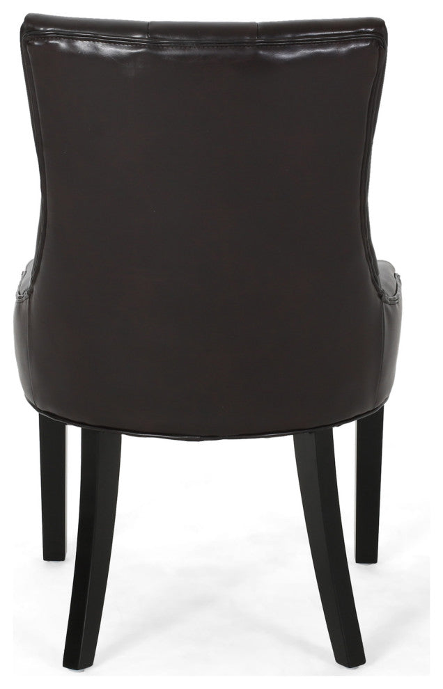 GDF Studio Stacy Bonded Leather Dining and Accent Chairs, Set of 2, Brown, Faux