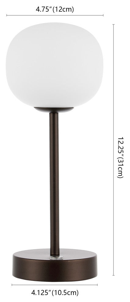 12.25" Modern Minimalist Iron Rechargeable Integrated LED Table Lamp, Black