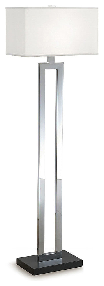 Geometric 60" Chrome and Black Contrast Floor Lamp