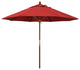 9' Square Push Lift Wood Umbrella, Olefin, Red