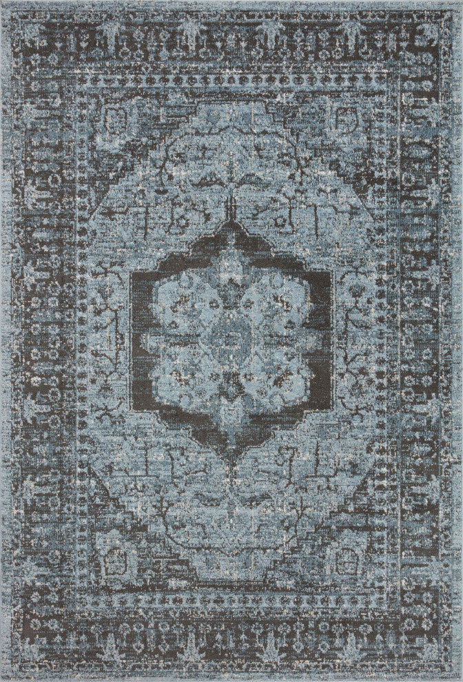 Loloi II Odette Sky / Charcoal 5'-3" x 5'-3" Round Accent Rug