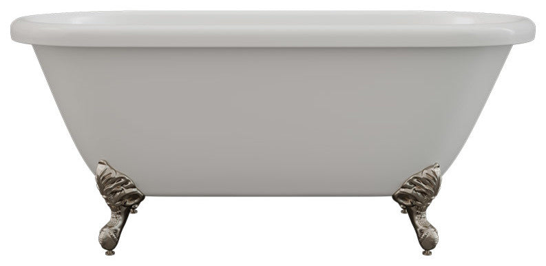 60" Acrylic Double Ended Clawfoot Tub No Faucet Holes "Jackson"