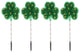 4ct Green Shamrock St Patrick's Day Pathway Marker Lawn Stakes, Clear Lights