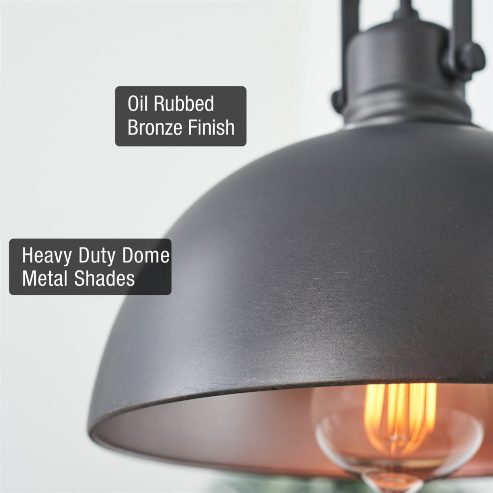 Kira Home Belle 34" Kitchen Island Light, Dome Shades, Swivel Joints, Oil Rubbed