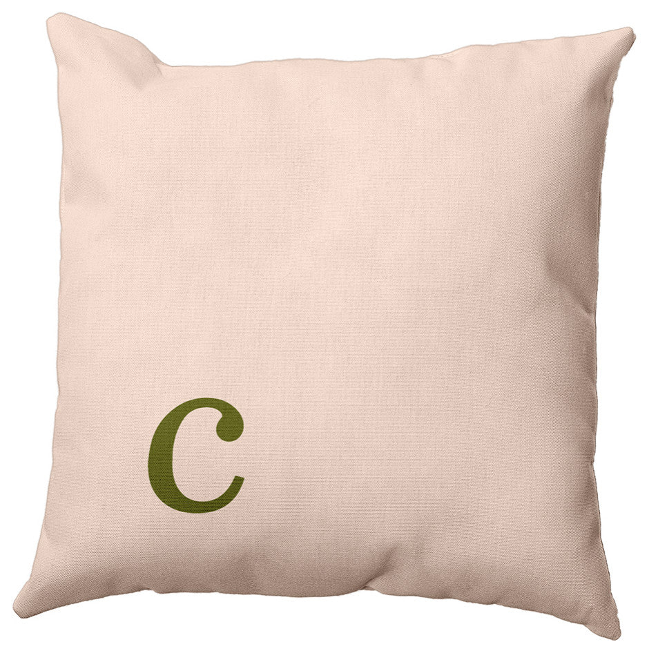 18"x18" Modern Monogram Decorative Throw Pillow, Olive