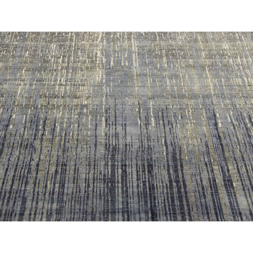 Blue/Gray Modern Ombre Hand Knotted Densely woven Square Oriental Rug12'1"x12'2"