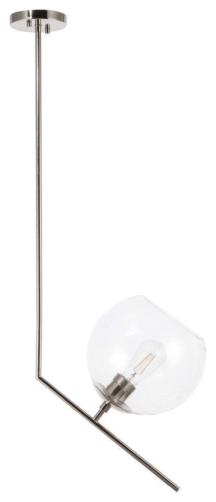Chrome Finish And Clear Glass 1-Light Pendant