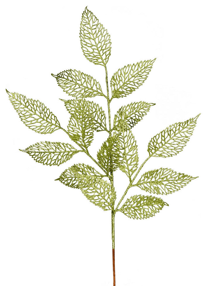 Vickerman L190513 22" Lime Glitter Bay Leaf Lace Artificial Christmas Spray