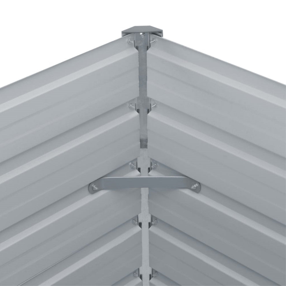 Vidaxl Garden Raised Bed Galvanized Steel 189"x31.5"x30.3" Gray