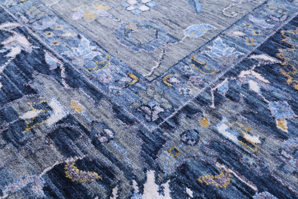 8' 11" X 11' 11" Hand Knotted Persian Wool and Silk Rug Q6956