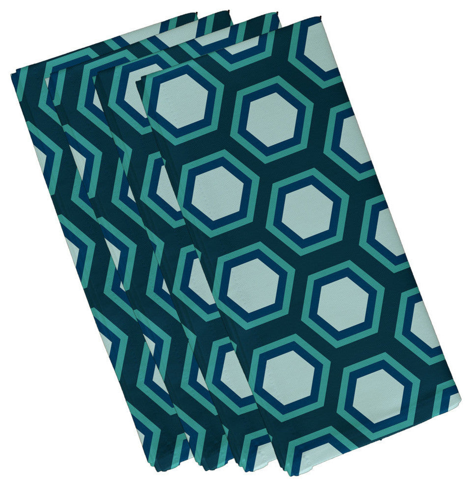 Geometric Decorative Napkin, Deep Sea, Seaside, Blue, Set of 4