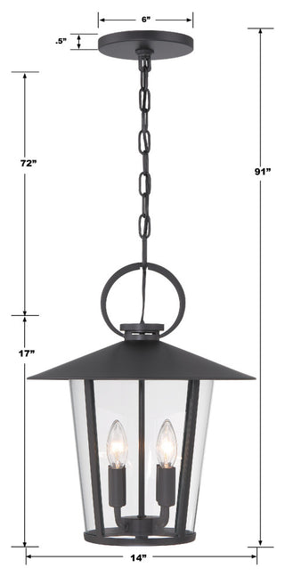 Andover 4-Light Matte Black Outdoor Chandelier