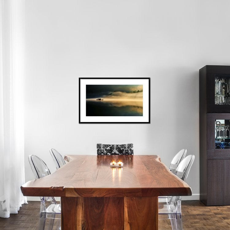 "Fog Sprinkle The East River" Framed Digital Print by Hua Zhu, 38x24"