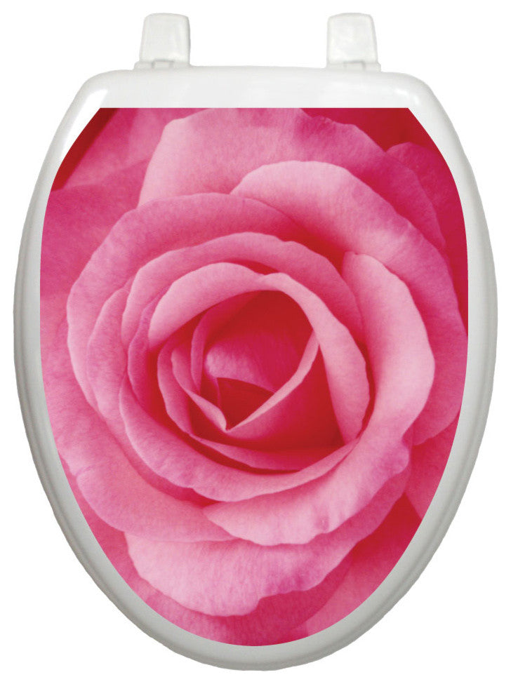 A Single Rose Toilet Tattoos Seat Cover, Vinyl Lid Decal, Floral Bathroom Decor, Elongated