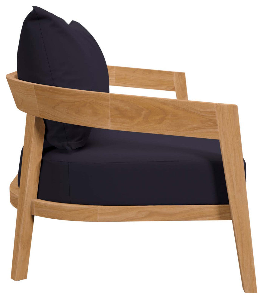 Brisbane 3-Piece Teak Wood Outdoor Patio Outdoor Patio Set, Natural Navy