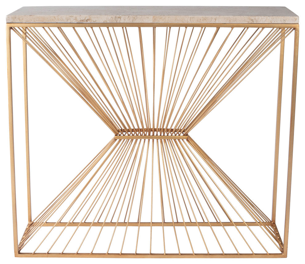 Butler Cosmo Fossil Stone and Metal Console Table