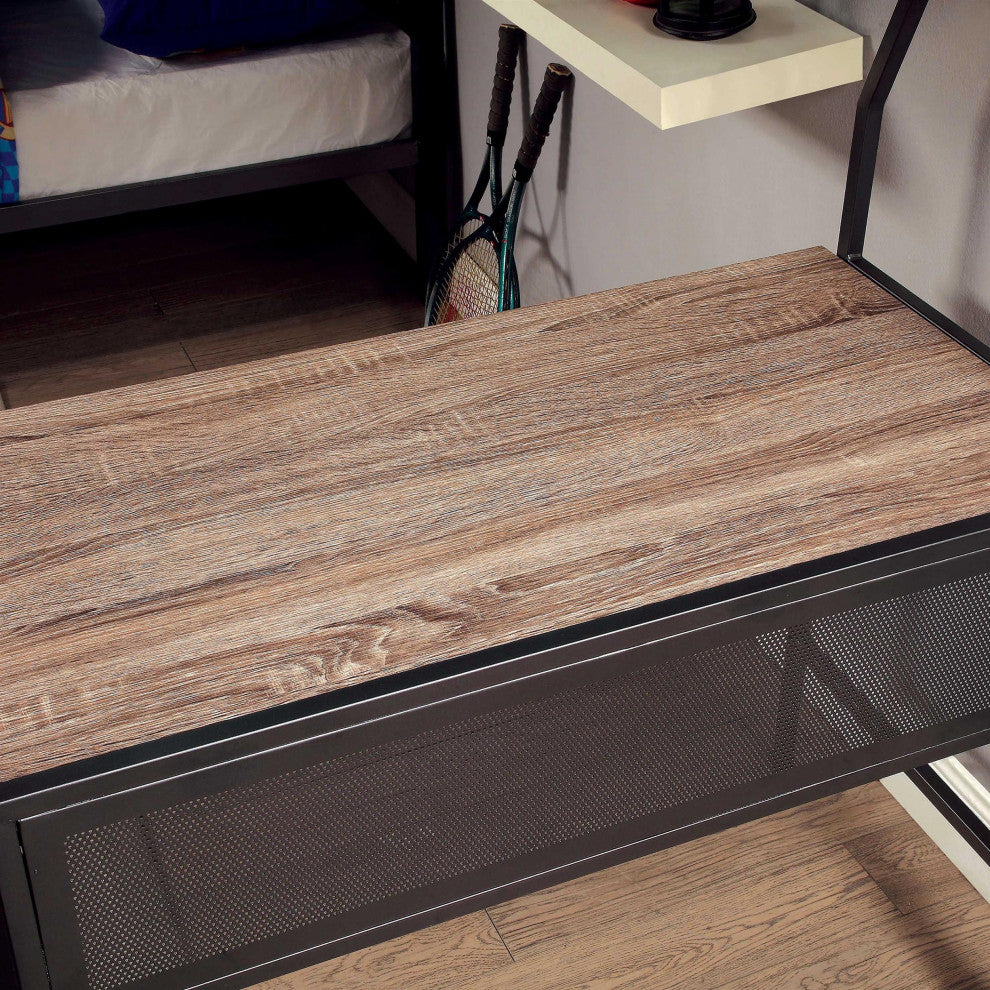 Furniture of America Dax Metal Triple Twin Bunk Bed in Gray and Silver