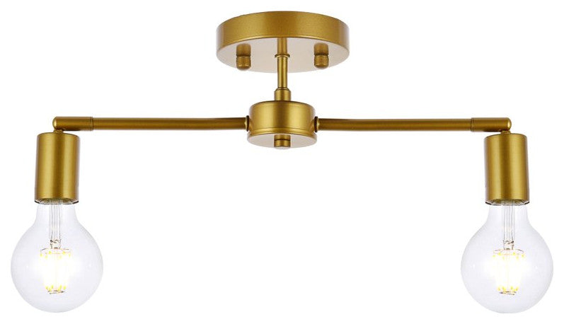 Zac 2-Light Brass Flush Mount