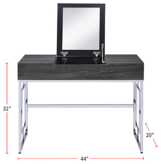 Vanity Desk, Black Oak and Chrome