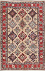 Handmade Traditional Kazak Pakistani Oriental Area Rug, Beige, 5'11"X3'11"