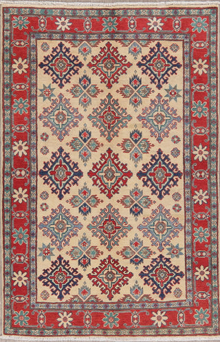 Handmade Traditional Kazak Pakistani Oriental Area Rug, Beige, 5'11"X3'11"