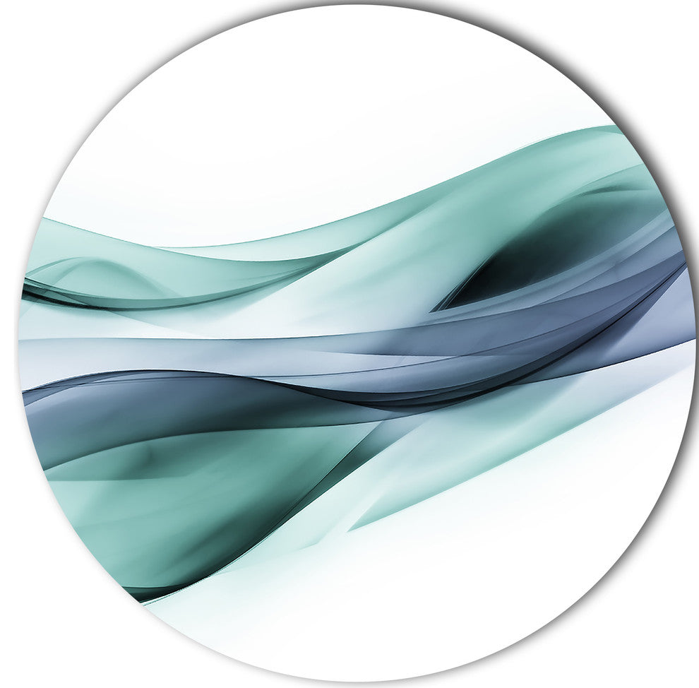 Fractal Lines Grey Blue, Abstract Digital Art Disc Metal Wall Art, 38"