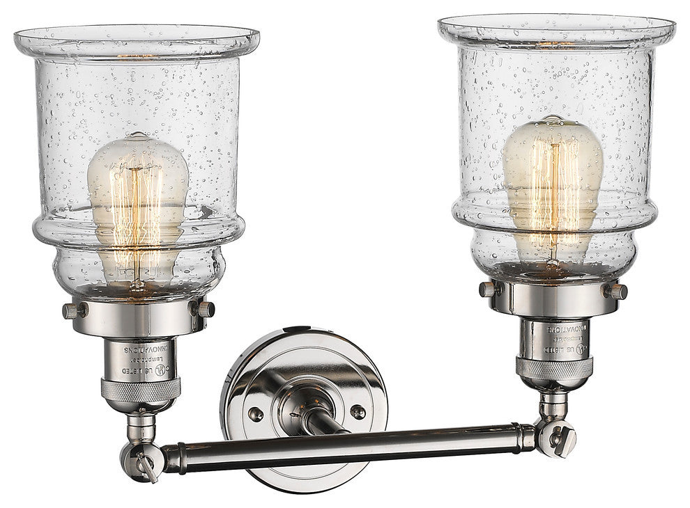 Canton 2-Light LED Bath Fixture, Polished Nickel, Glass: Seedy