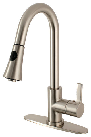 Gourmetier Single-Handle Pull-Down Kitchen Faucet, Brushed Nickel