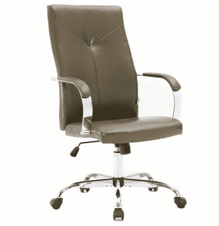 LeisureMod Sonora High-Back Adjustable Leather Conference Chair, Olive Green