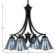 Zilo Downlight, 4 Light, Chandelier, Matte Black Finish, 7" Sea Ice Art Glass