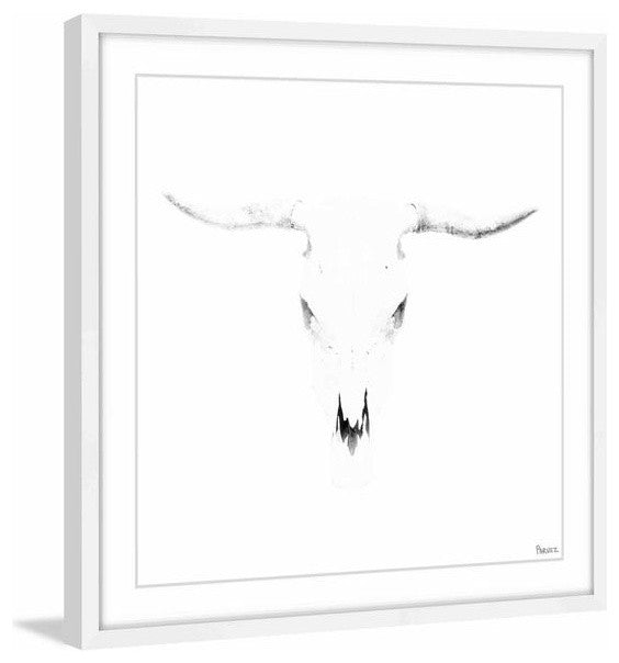 "Bleached Horns" Framed Painting Print, 24"x24"