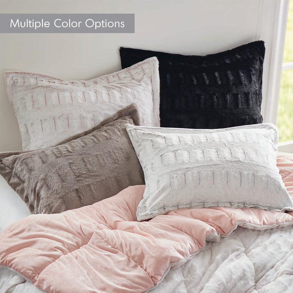 Madison Park Gia Solid Faux Fur Comforter Mini Set