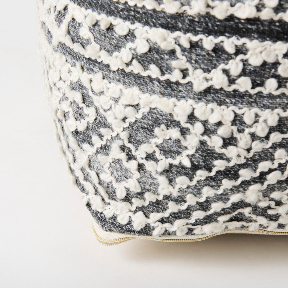 Farida 16Lx16Wx16H Dark Gray Wool and Polyester Patterned Pouf