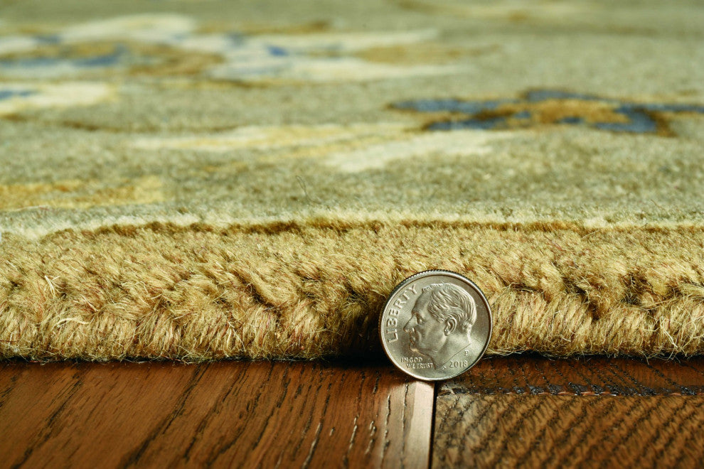 HomeRoots 5' Round Grey Floral Vine Wool Indoor Area Rug