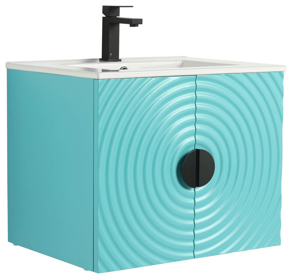 Pellabay Bath Vanity, Fluted Circular Doors Sink Included