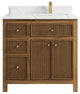Sonoma Teak 36 Right Offset Bath Vanity in Dark Natural with 1.5" Calacatta Laza