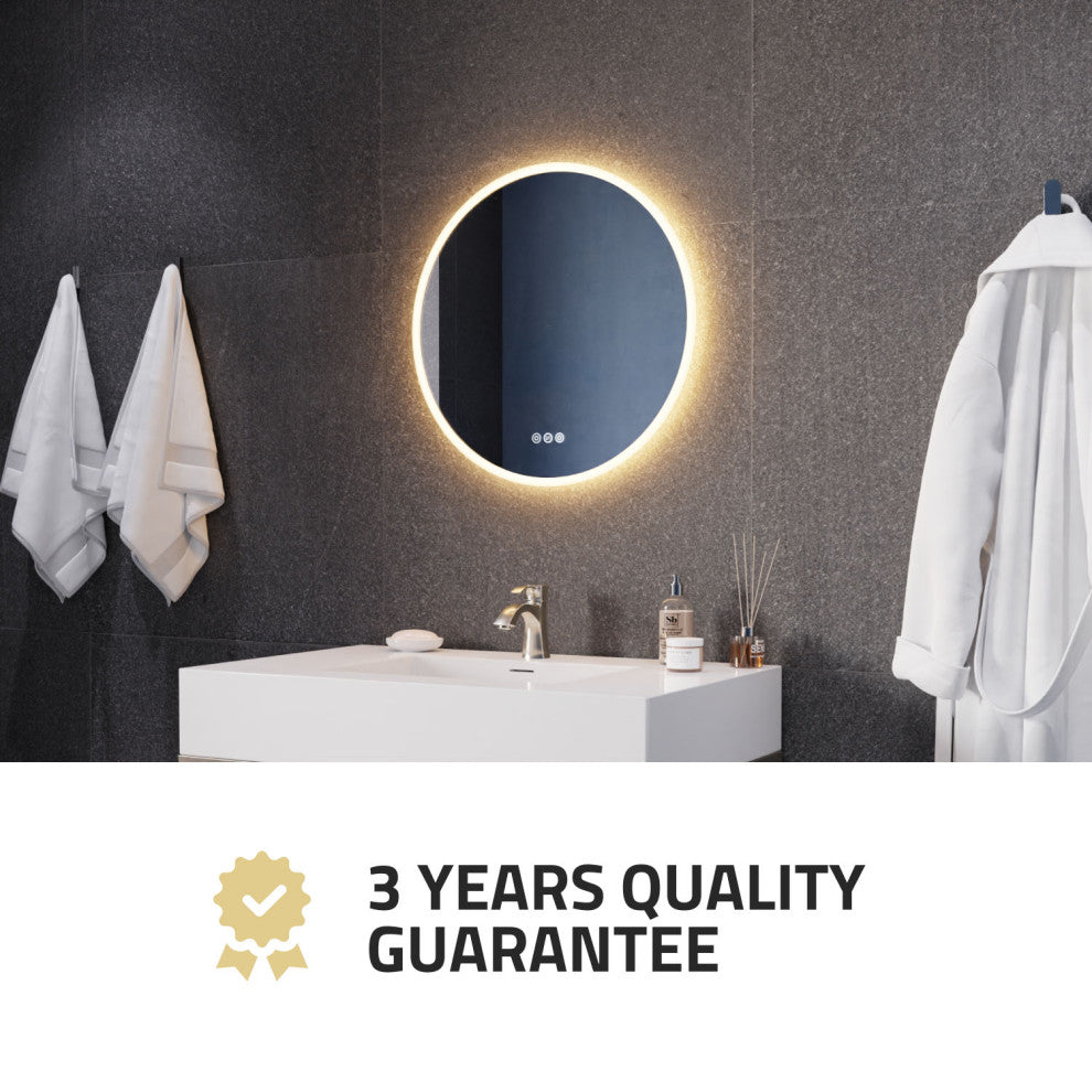 ANZZI 24" Diam. LED Front/Back Lighting Bathroom Mirror With Defogger