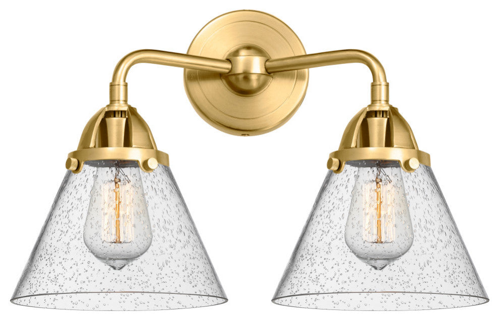 Large Cone Bath Vanity Light, Satin Gold, Seedy, Seedy