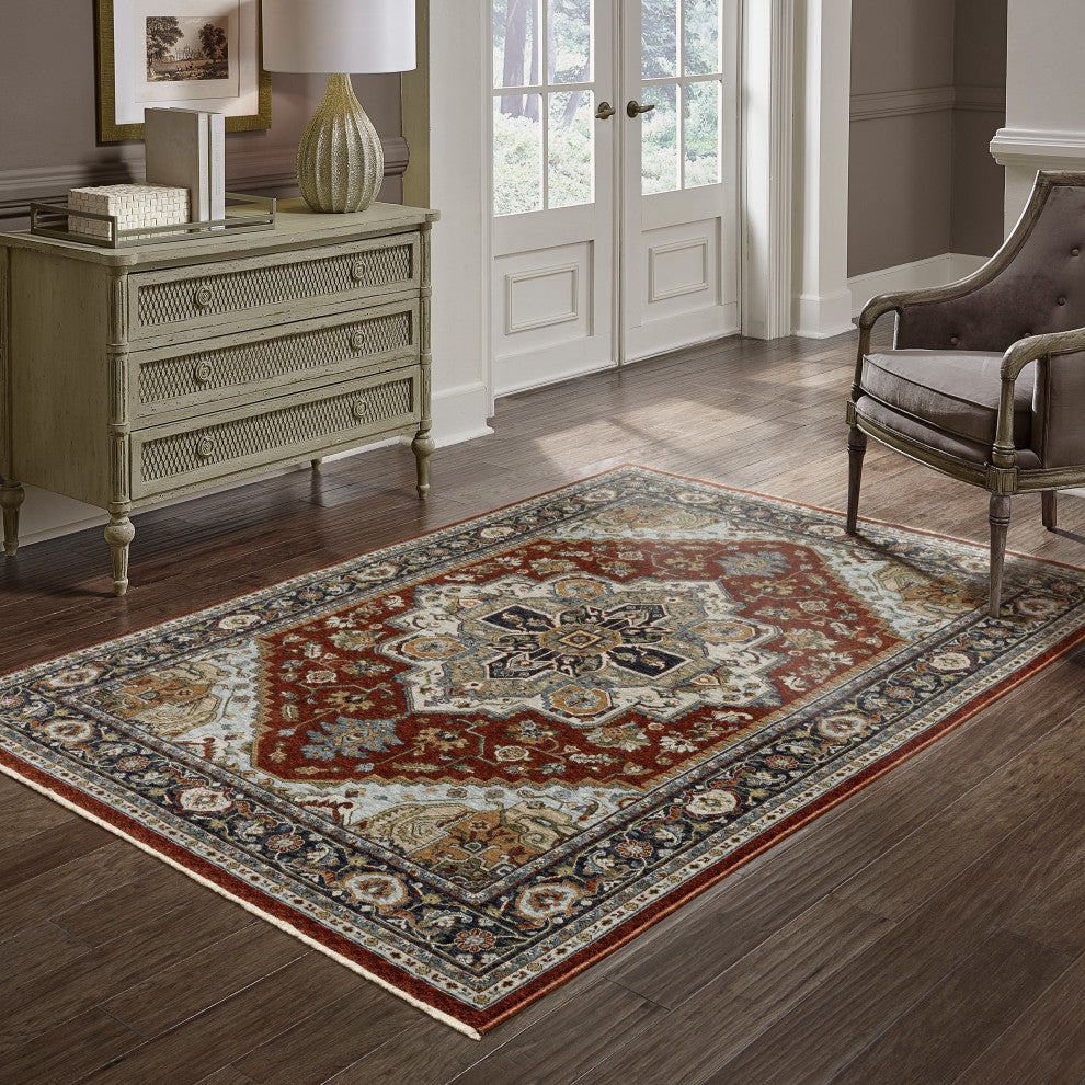 Augustus Center Medallion Indoor Area Rug, Red, 9'10"x12'10"