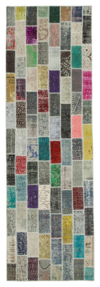 Rug N Carpet - Handmade Oriental 3' 2" x 10' 0" Antique Patchwork Runner Rug