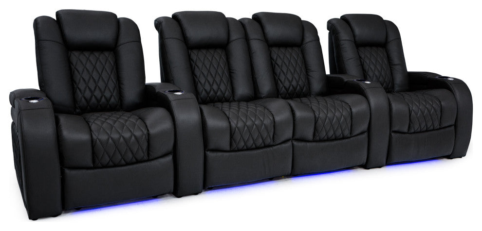 Seatcraft Virtuoso Home Theater Seating, Black, Row of 4 With Loveseat