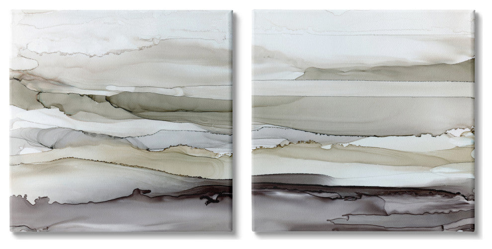 Abstract Watercolor Wave Interpretation Grey Brown Fluid Movement,17 x 17