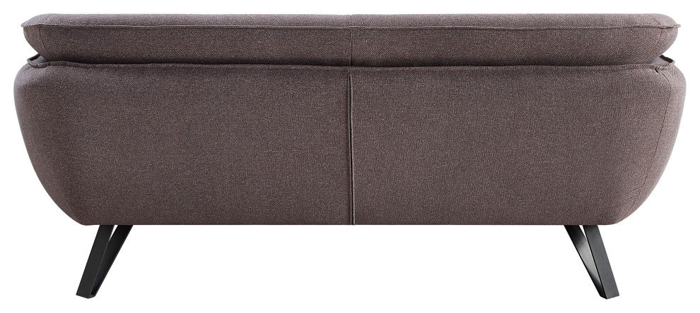 Benzara BM262225 Sofa With Slight Flared Arms and Angled Metal Legs, Gray