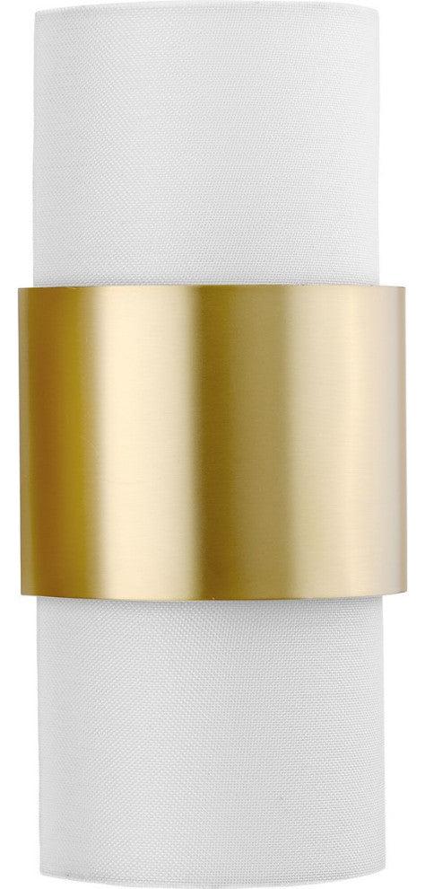 Silva Collection Two-Light Brushed Nickel White Linen Shade Wall Sconce, Brushed Bronze
