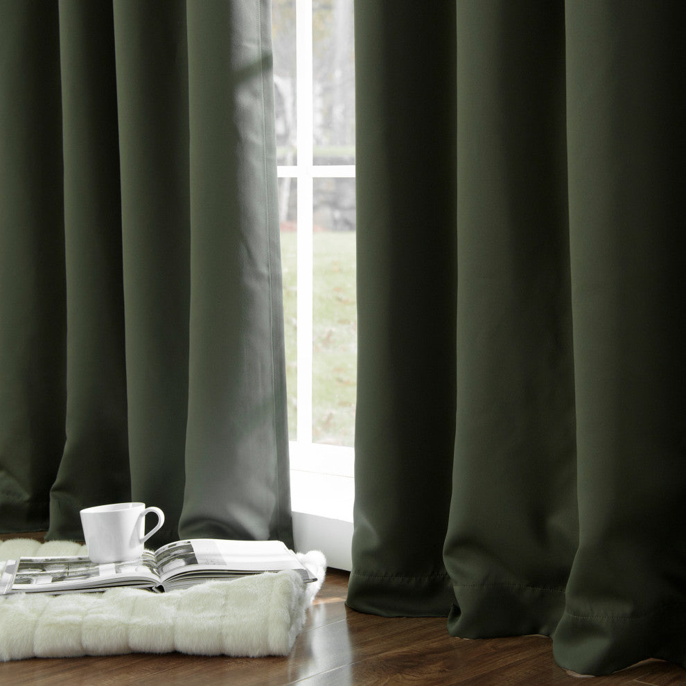 Flame Retardant Thermal Insulated Blackout Curtain, Moss, 52"x96"