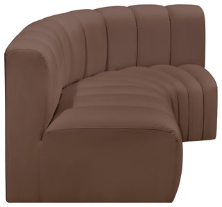 Arc Vegan Leather Upholstered 3-Pc. L-Shaped Modular Sectional, Brown
