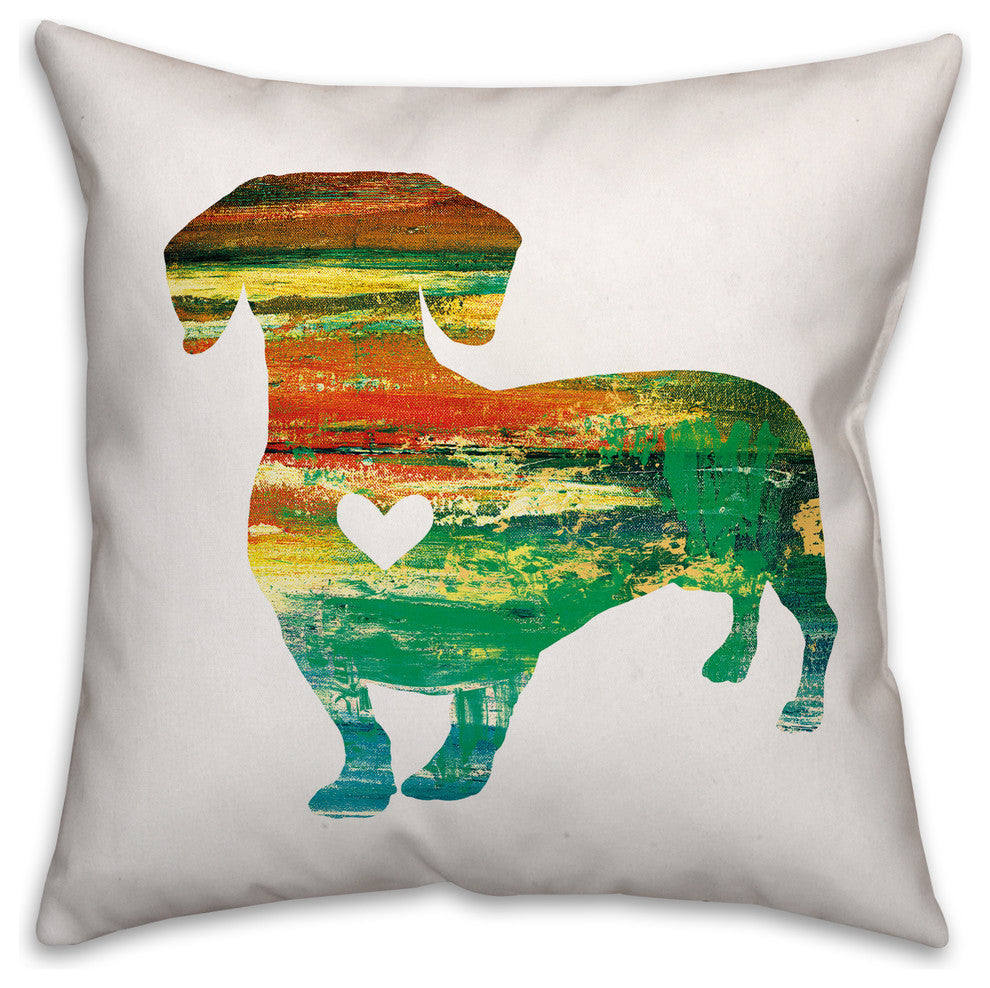 Colorful Silhouette Dachshund 20x20 Spun Poly Pillow